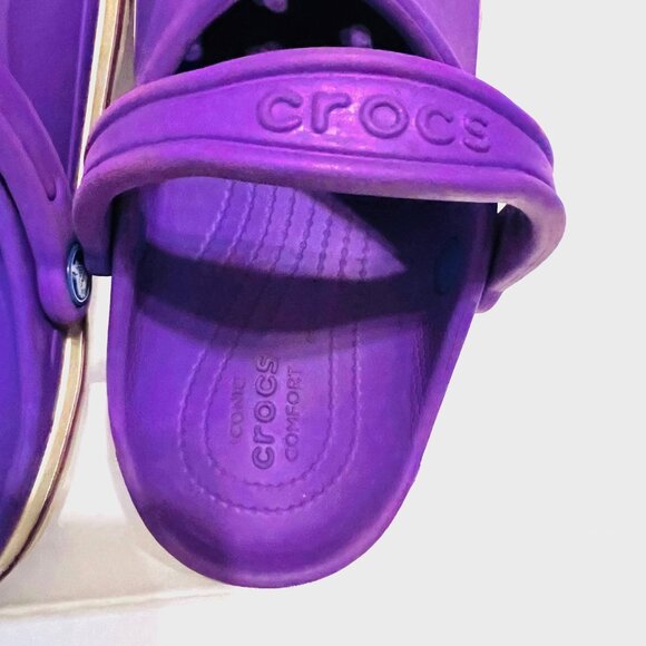 CROCS Iconic Comfort Bayaband Unisex (m/8 w/6) Purple Slip On Clogs-Vented top - Picture 12 of 14
